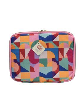 Geometric Print 12" Laptop Sleeve Zipper Case Pink Trim New Fab Finds